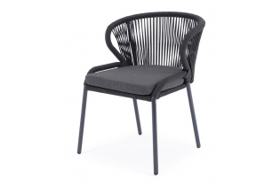MR1002188 стул из роупа, каркас алюминий темно-серый муар, роуп темно-серый, ткань темно-серая 027